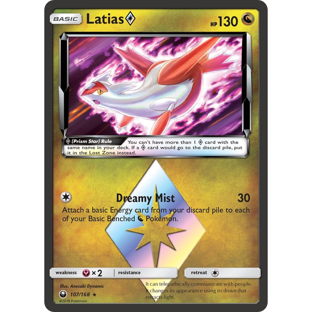 Latias ◇ Rare Prism Star 107/168 Pokemon Card Game Celestial Storm