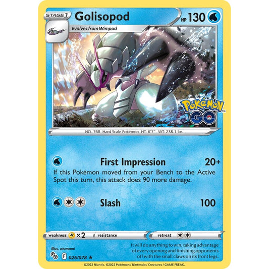 Golisopod Rare Holo 026/078 Pokemon Card Game Pokémon GO
