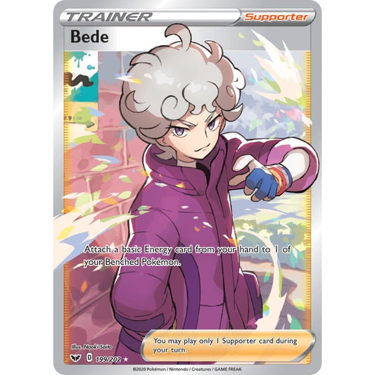 Bede Rare Ultra 199/202 Pokemon Card Game Sword & Shield