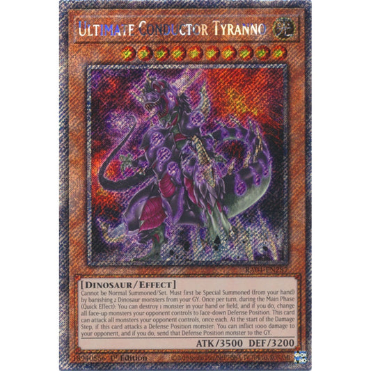 Ultimate Conductor Tyranno RA04-EN287 QCR Quarter Century Secret Rare Yu-Gi-Oh Quarter Century Stampede in Art
