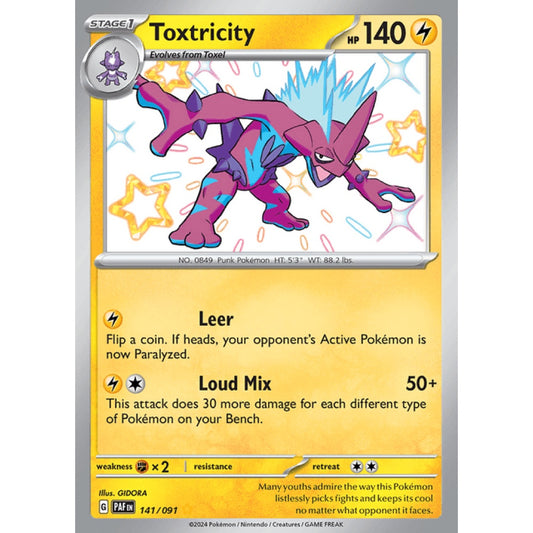 Toxtricity Shiny Rare 141/091 Pokemon Card Game Paldean Fates