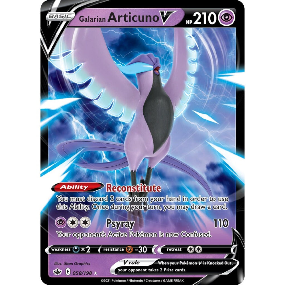 Galarian Articuno V Holo Rare V 058/198 Pokemon Card Game Chilling Reign
