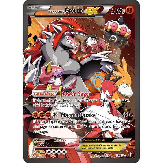 Team Magma's Groudon-EX Rare Ultra 15/34 Pokemon Card Game Double Crisis
