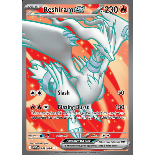 Reshiram ex Ultra Rare 158/086 Pokemon Card Game White Flare