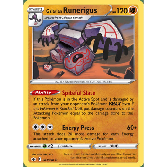 Galarian Runerigus Holo Rare 083/198 Pokemon Card Game Chilling Reign