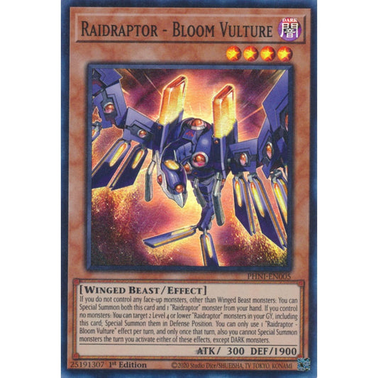 Raidraptor - Bloom Vulture PHNI-EN005 Super Super Rare Yu-Gi-Oh Phantom Nightmare in Art