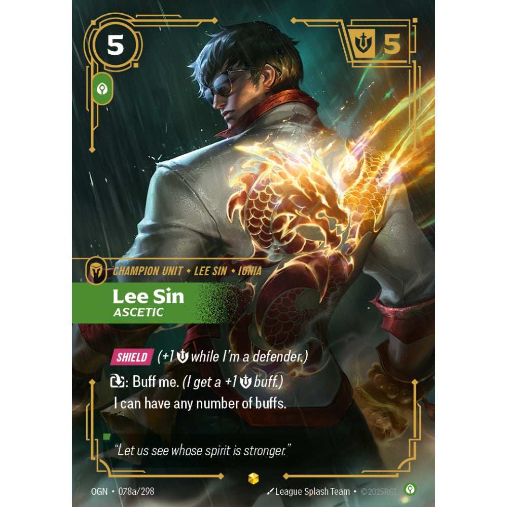 Lee Sin, Ascetic OGN-078a/298 Riftbound Card Game Origins Showcase