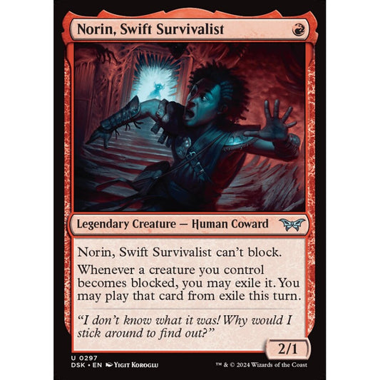 Norin, Swift Survivalist, 297, uncommon, Magic: The Gathering, Duskmourn: House of Horror