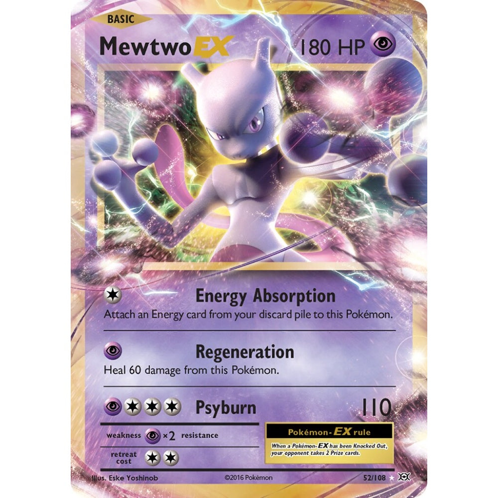 Mewtwo-EX Rare Holo EX 52/108 Pokemon Card Game Evolutions