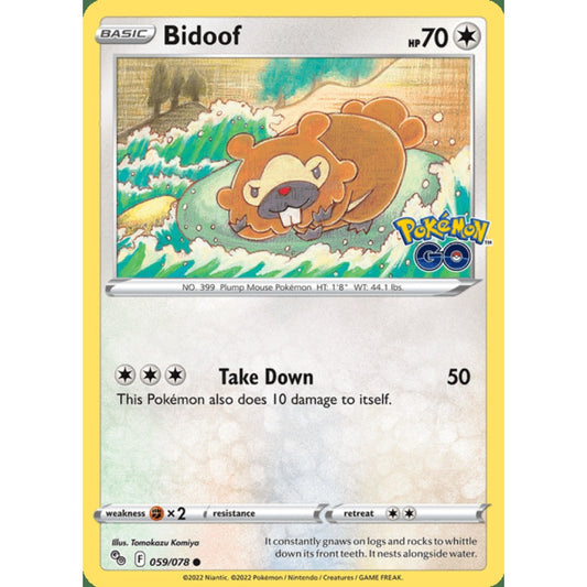 Bidoof Common 059/078 Pokemon Card Game Pokémon Go