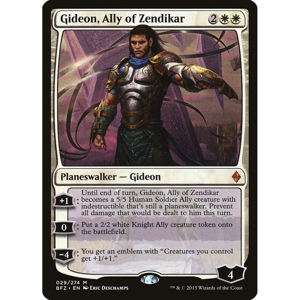Gideon, Ally of Zendikar mythic 29 Magic the Gathering Battle for Zendikar