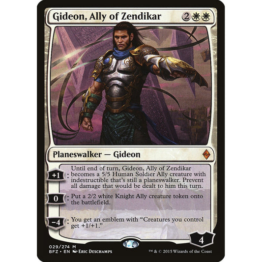 Gideon, Ally of Zendikar mythic 29 Magic the Gathering Battle for Zendikar