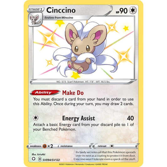 Cinccino Rare Shiny SV094/SV122 Pokemon Card Game Shining Fates
