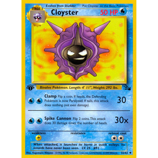 Cloyster Uncommon 32/62 Pokemon Card Game Fossil