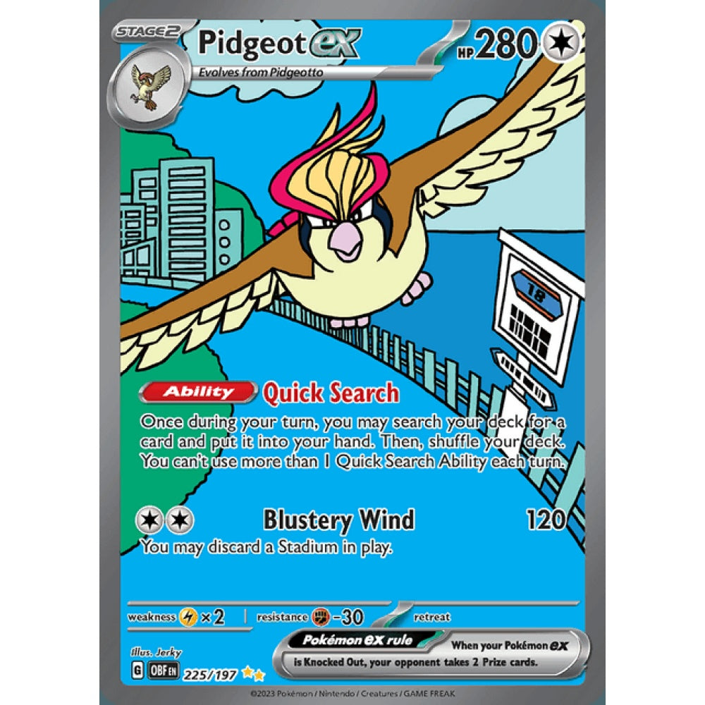 Pidgeot ex Secret Illustration Rare 225/197 Pokemon Card Game Obsidian Flames