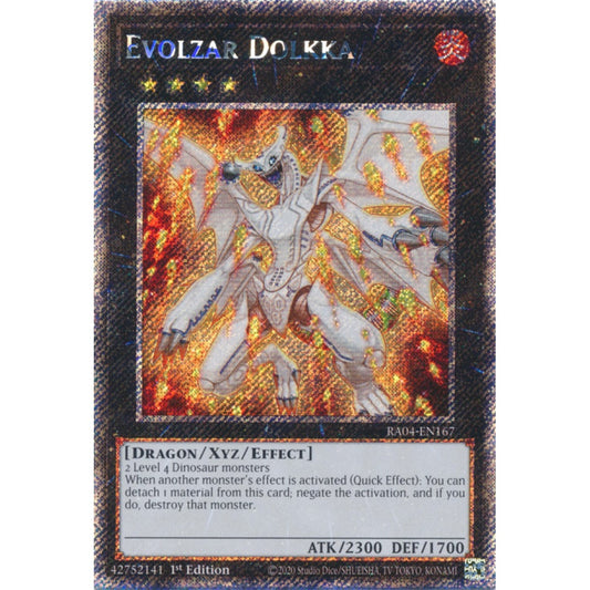Evolzar Dolkka RA04-EN167 Platinum Platinum Secret Rare Yu-Gi-Oh Quarter Century Stampede in Art