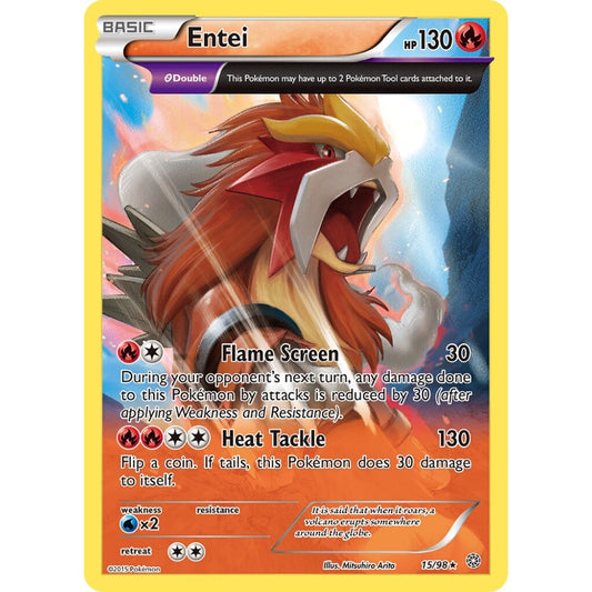 Entei Rare Holo 15/98 Pokemon Card Game Ancient Origins