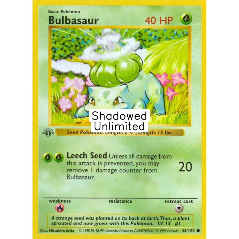Bulbasaur Common 44/102 Pokemon Card Game Base Set