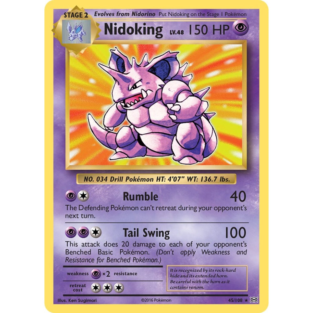 Nidoking Rare Holo 45/108 Pokemon Card Game Evolutions