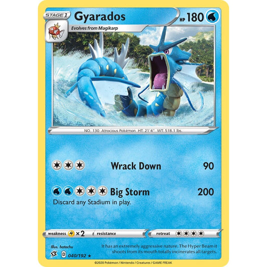 Gyarados Rare Holo 040/192 Pokemon Card Game Rebel Clash