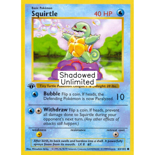 Squirtle Common 63/102 Pokemon Card Game Base Set