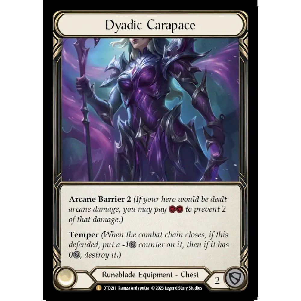 Dyadic Carapace DTD211-RF Legendary Flesh & Blood Trading Card Game Dusk till Dawn in Rainbow Foil Art