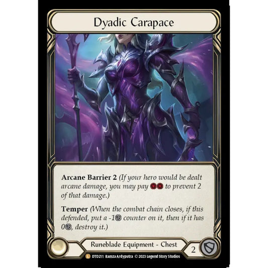 Dyadic Carapace DTD211-RF Legendary Flesh & Blood Trading Card Game Dusk till Dawn in Rainbow Foil Art
