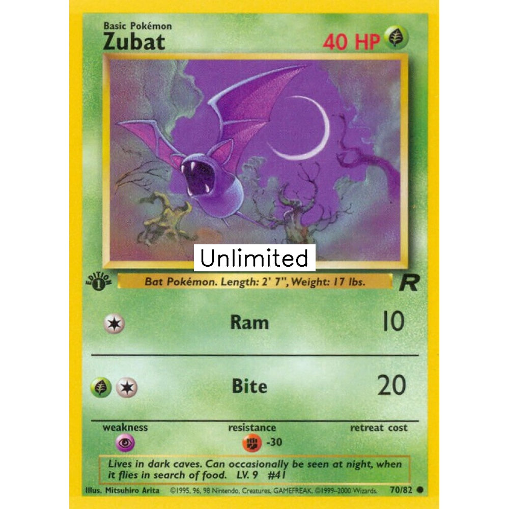 Zubat Common 70/82 Pokemon Card Game Team Rocket