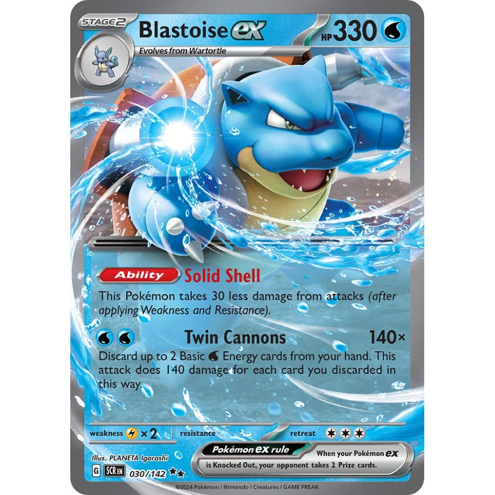 Blastoise ex Double Rare 030/142 Pokemon Card Game Stellar Crown