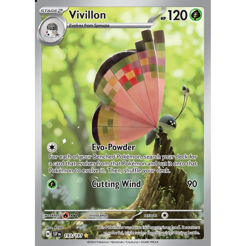 Vivillon Illustration Rare 193/191 Pokemon Card Game Surging Sparks