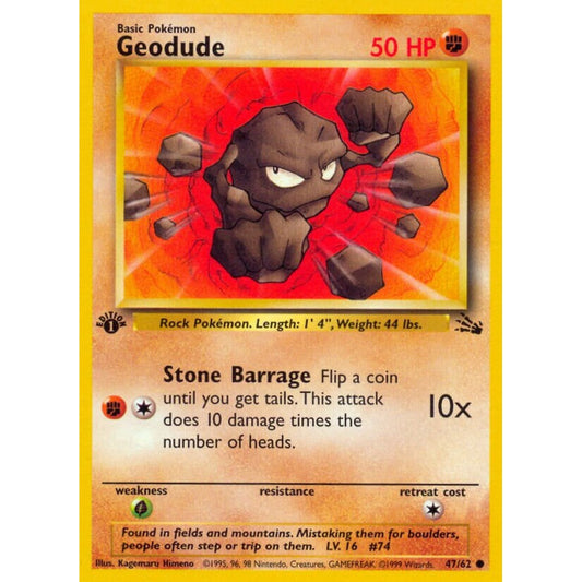 Geodude Common 47/62 Pokemon Card Game Fossil