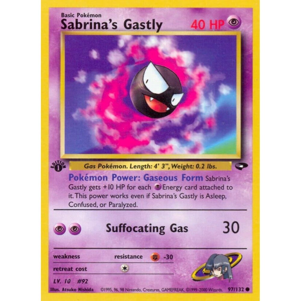 Sabrina's Gastly Common 97/132 Pokemon Card Game Gym Challenge