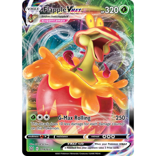 Flapple VMAX Holo Rare VMAX 019/163 Pokemon Card Game Battle Styles