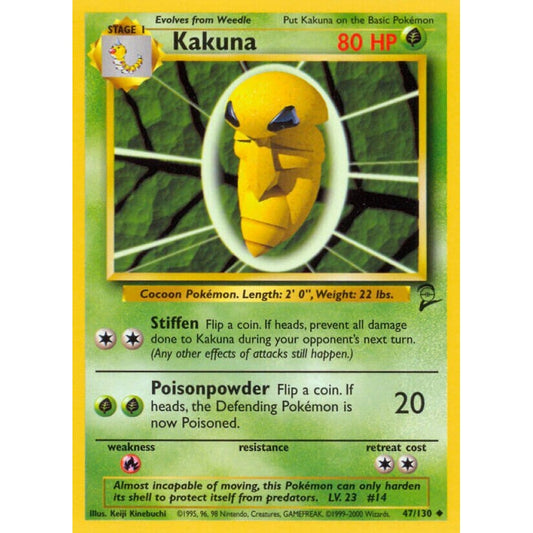 Kakuna Uncommon 47/130 Pokemon Card Game Base Set 2
