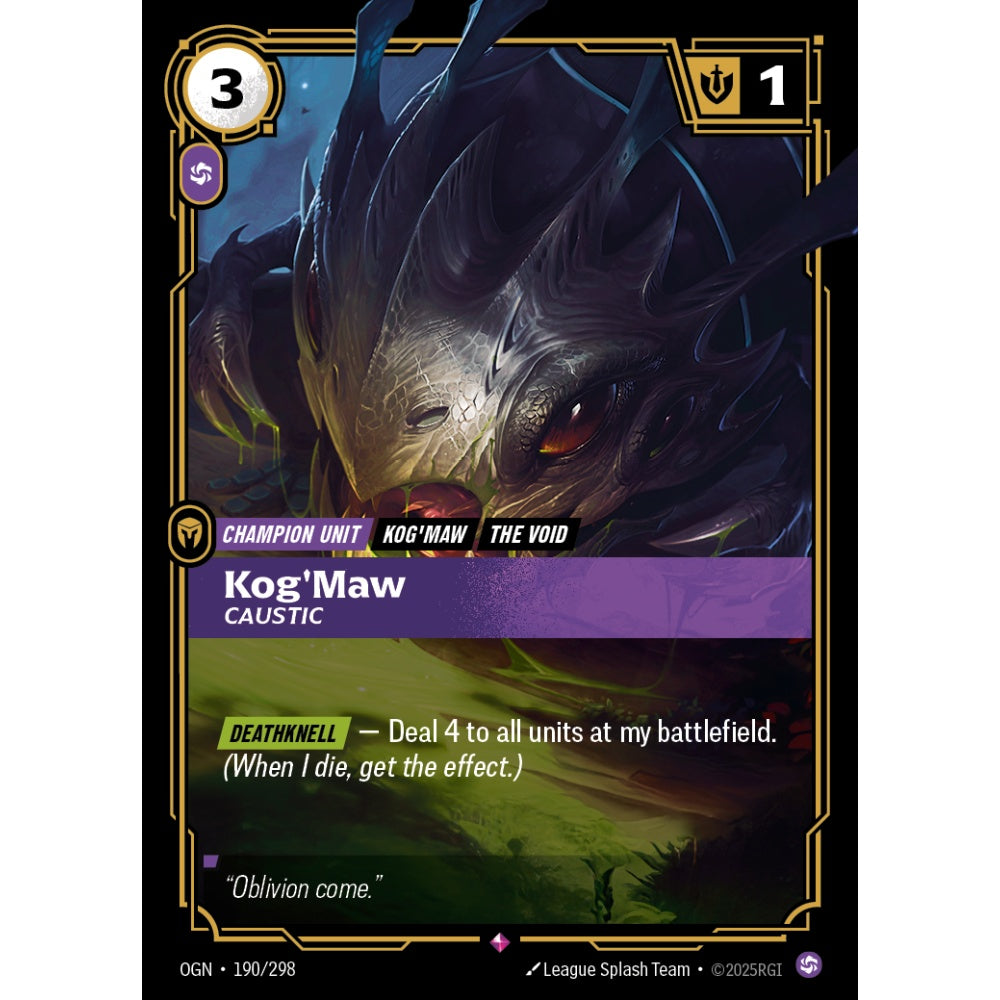 Kog'Maw, Caustic OGN-190/298 Riftbound Card Game Origins Rare