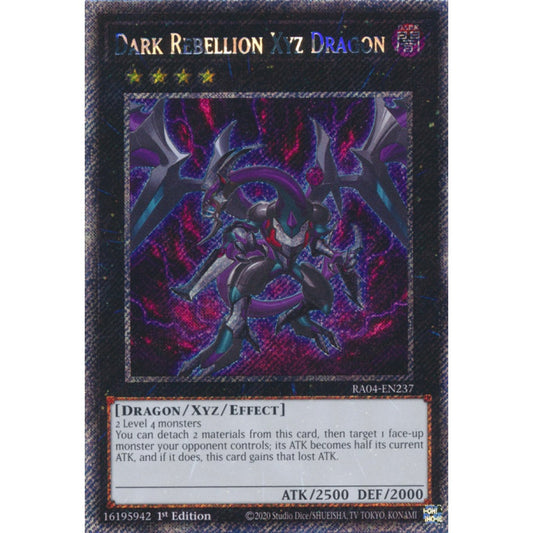 Dark Rebellion Xyz Dragon RA04-EN237 QCR Quarter Century Secret Rare Yu-Gi-Oh Quarter Century Stampede in Art