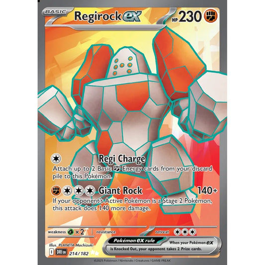 Regirock ex Ultra Rare 214/182 Pokemon Card Game Destined Rivals