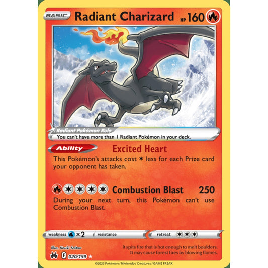 Radiant Charizard Radiant Rare 020/159 Pokemon Card Game Crown Zenith