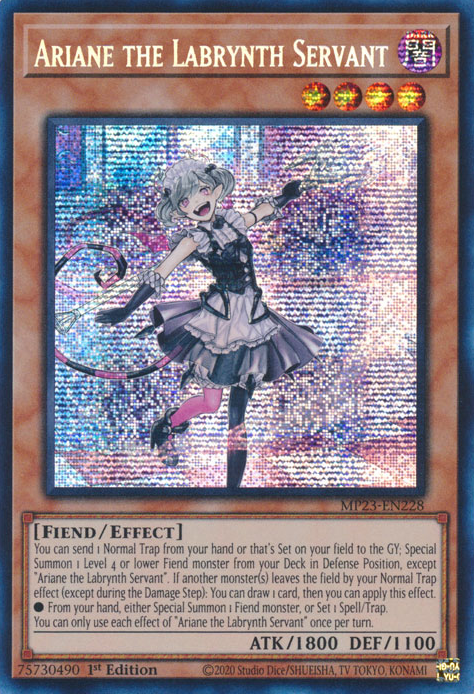 Ariane the Labrynth Servant MP23-EN228 Prismatic Prismatic Secret Rare Yu-Gi-Oh 25th Anniversary Tin: Dueling Heroes Mega Pack in Art
