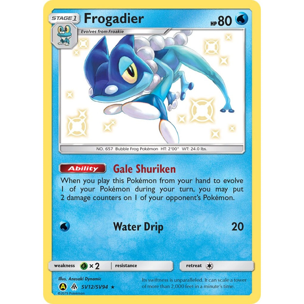 Frogadier Rare Shiny SV12/SV94 Pokemon Card Game Hidden Fates