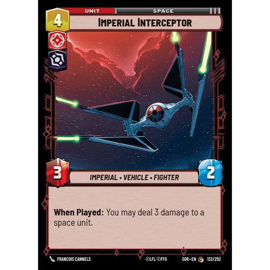 Imperial Interceptor, 132, C, Star Wars Unlimited, Sparks Of Rebellion