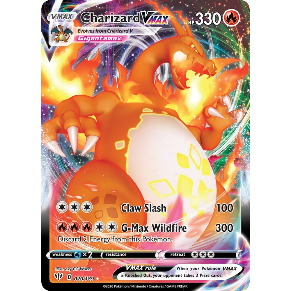 Charizard VMAX Holo Rare VMAX 020/189 Pokemon Card Game Darkness Ablaze