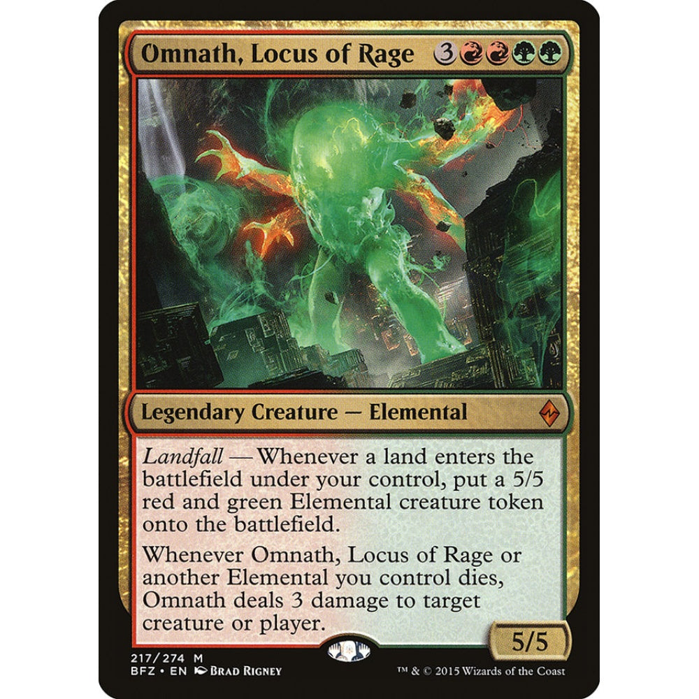 Omnath, Locus of Rage mythic 217 Magic the Gathering Battle for Zendikar