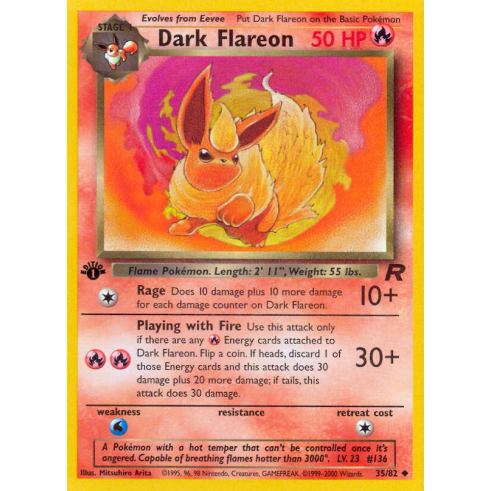 Dark Flareon Uncommon 35/82 Pokemon Card Game Team Rocket