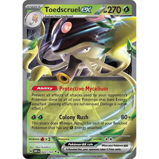Toedscruel ex Double Rare 022/197 Pokemon Card Game Obsidian Flames