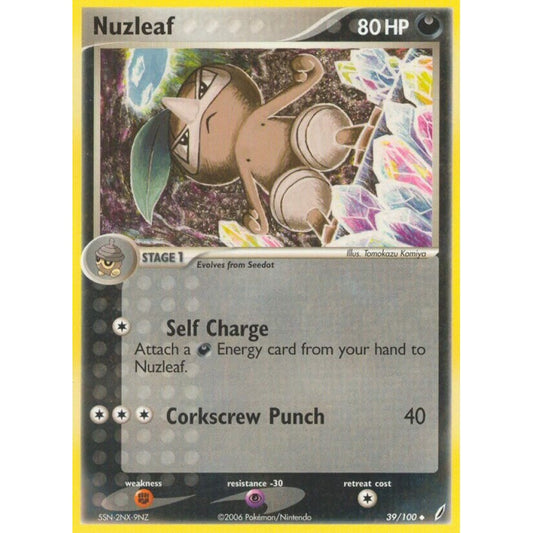Nuzleaf Uncommon 39/100 Pokemon Card Game EX Crystal Guardians