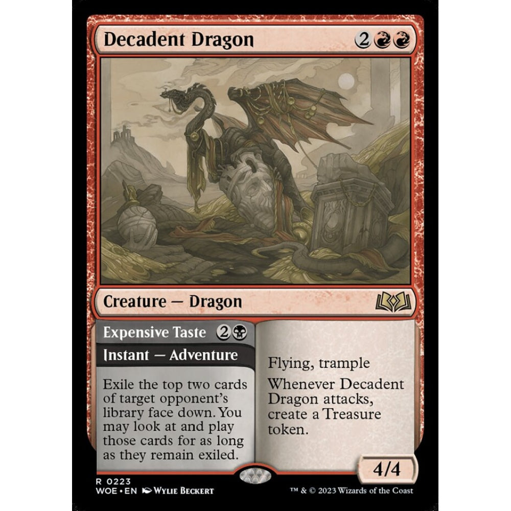 Decadent Dragon // Expensive Taste, rare, 223, Magic the Gathering, Wilds of Eldraine