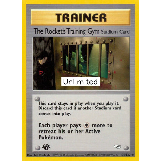 The Rocket's Training Gym Rare 104/132 Pokemon Card Game Gym Heroes