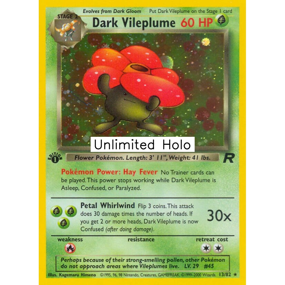 Dark Vileplume Rare Holo 13/82 Pokemon Card Game Team Rocket