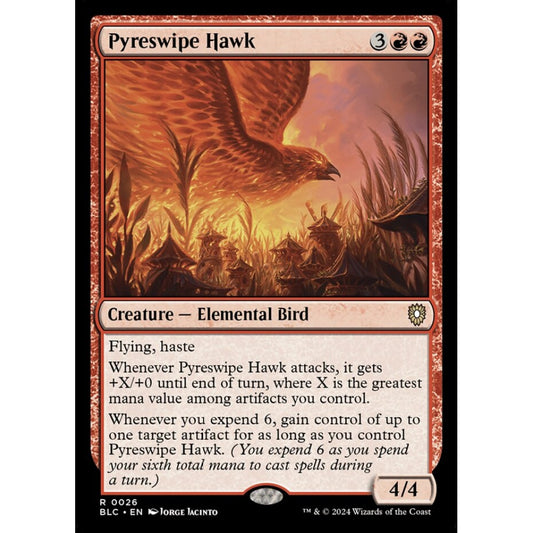 Pyreswipe Hawk, 26, rare, Magic: The Gathering, Bloomburrow